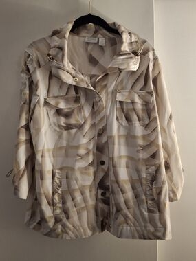 Zenergy By Chico's Women's Beige Abstract-Print Blouse